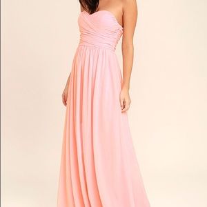 Lulus All Afloat Blush Pink Strapless Maxi Dress